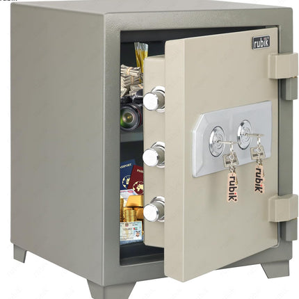 Rubik 2-Hours Fireproof Safe Box 48cm, Key Operated (RB-480LB, 60kg) Grey