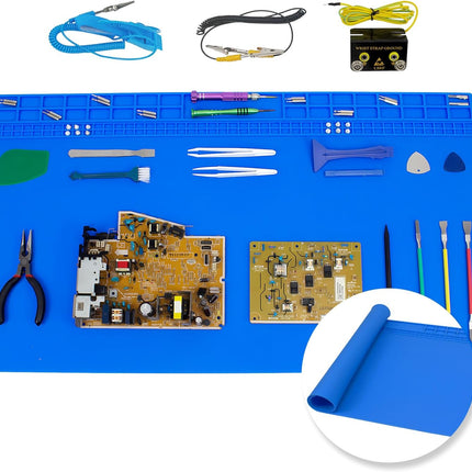 XL Soldering Repair Mat, 70x40cm Extra Large Heat Resistant Silicone Pad Blue