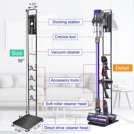Vacuum Cleaner Stand with Wheels for Dyson V15 V11 V10 V8 V7 V6 DC Series & Dreame T30 T20