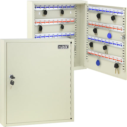 80 Key's Storage Cabinet Organizer with Key Lock, Solid Metal, Boxed Design, Wall Mounted Safe Box (‎KC80, 80 bits Key's Capacity)