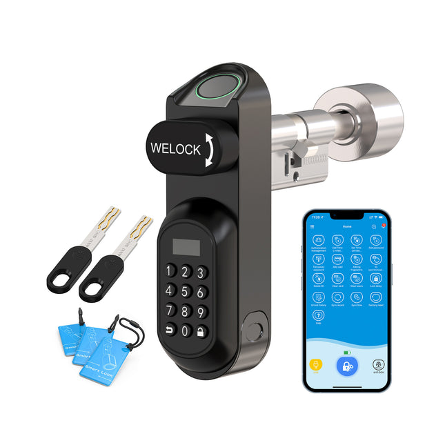 WELOCK Smart Lock U81 Electronic Door Lock Cylinder with Fingerprint Password App RFID Card Spare Mechanical Key