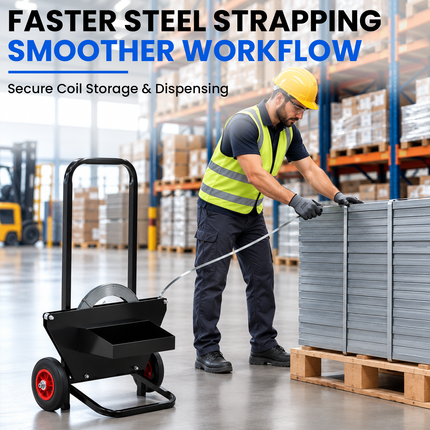 Rubik Steel Strapping Dispenser Trolley Hand Cart For 16/19/25/32mm Metal Bands