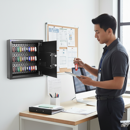 Rubik Digital Key Cabinet (36-Keys Capacity) Electronic Key Storage Wall Safe Lock Box Wall-Mounted RBS34EW Black