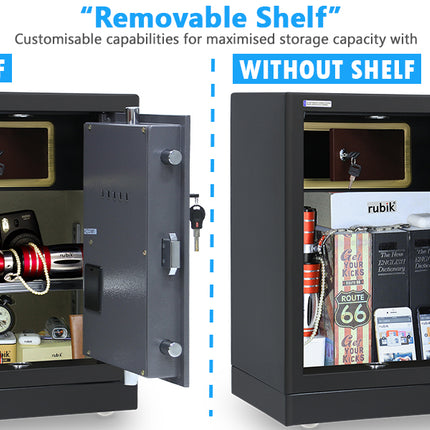 Rubik Digital Safe Box, Premium Build, Dual Security Locker 32kg (60x40x35cm) RBGX-53XTD Black/Grey