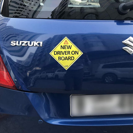 Self Adhesive New Driver on Board Vinyl Reflective Sticker Sign (15x15cm)