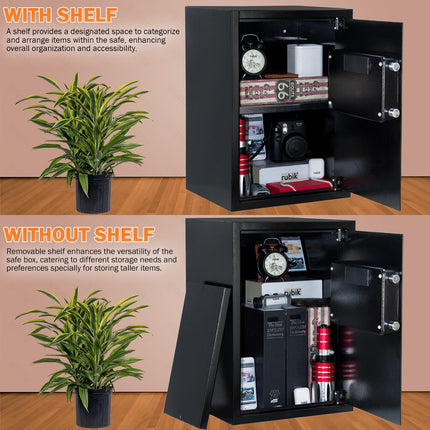 Rubik Biometric Fingerprint Safe Box Large with Keys, Fire Resistant Safety Locker for Home Office (50x35x31cm)