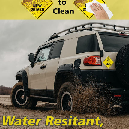 Self Adhesive New Driver Car Sign Sticker, Reflective Removable (Size 12cm x 12cm)