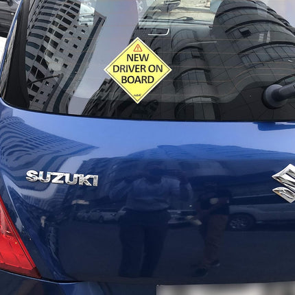 Self Adhesive New Driver on Board Vinyl Reflective Sticker Sign (15x15cm)