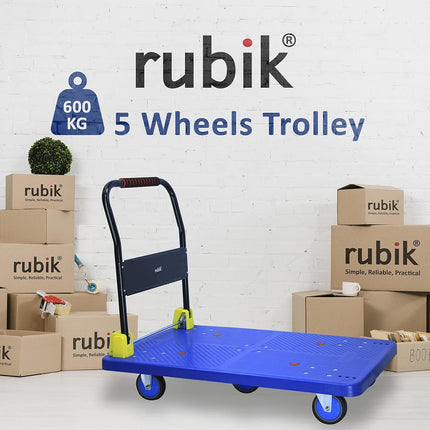 Rubik Flatbed Platform Trolley, 600kg Weight Capacity and 360 Degree Swivel Wheels, Foldable Push Hand Cart (X-Large, 110x65cm)
