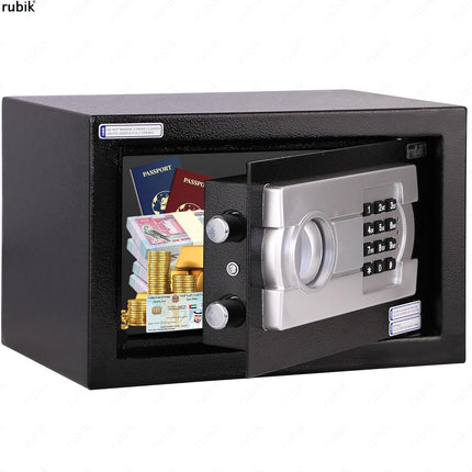 Rubik Small Digital Safe Box with Pin Code and Keys, RB20EG (20x31x20cm) Black