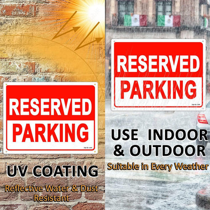 Acrylic Reserved Parking Sign 30x22.5cm, UV Protected Weather Resistant - White/Red