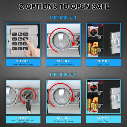 Rubik Medium Digital Safe Box with Pin Code and Keys, RB25EG (25x35x25cm) White