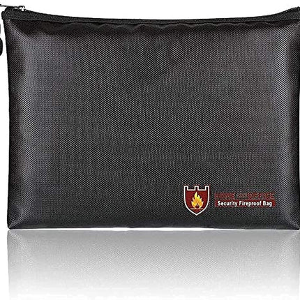 Medium Fireproof Document Bag 29x20cm - Silicone Coated Fiberglass, Water and Fire Resistant, Single Zipper Pouch