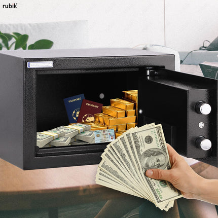 Rubik Small Digital Safe Box with Pin Code and Keys, RB20EG (20x31x20cm) Black