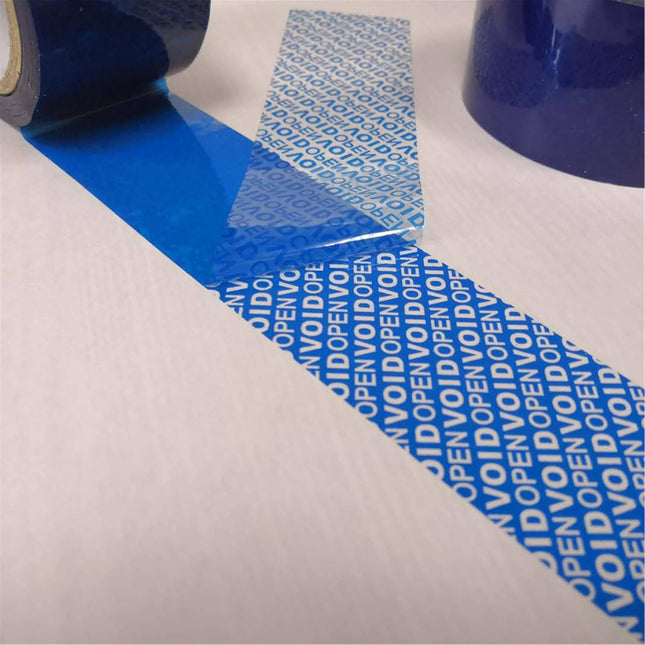 Blue Void Open Tape Tamper Evident, 50mm Width x 50m Length, Security Seals Transfer Tape