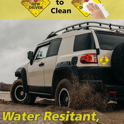 Self Adhesive Lady New Driver Car Sign Sticker, Reflective Removable (Size 12cm x 12cm)