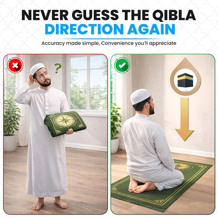 Self Adhesive Qibla Direction Signs – Vinyl Decal Stickers for Muslim Prayer (12x9.5cm)
