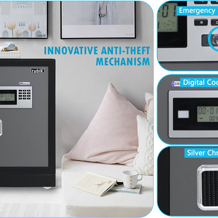 Rubik Digital Safe Box, Premium Build, Dual Security Locker 32kg (60x40x35cm) RBGX-53XTD Black/Grey