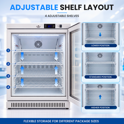 Medical Refrigerator 150L - Vaccine & Pharmaceutical Fridge Digital Control / Alarm / Thermometer, JGA-BC168