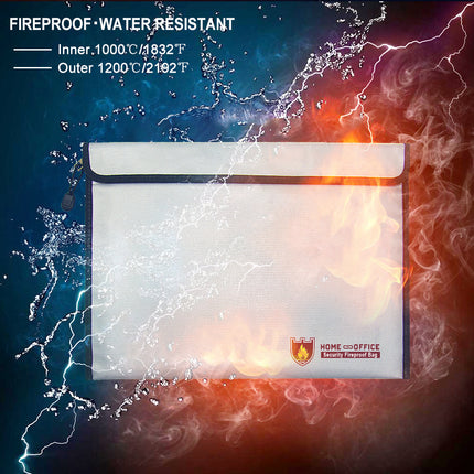 Fireproof Waterproof Document Bag 28x38cm - Liquid Silicone Outer with Fireproof Zipper