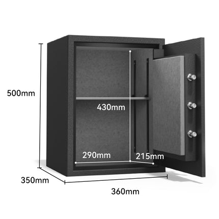 Deli T600 Fireproof Safe, Digital Security Safe Box for Home & Office, Heavy-Duty 1-Hour Fireproof Steel Safe 36kg (50×36×35cm) Dark Grey