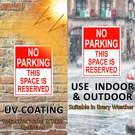 Acrylic No Parking This Space is Reserved Sign 30x22.5cm, Weather Resistant - White/Red