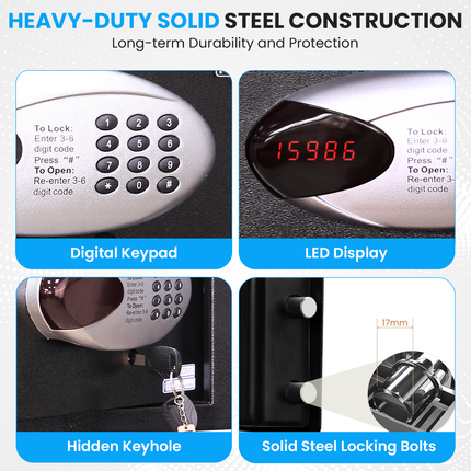 Rubik Hotel Safe Box with Digital Motorized Lock & Keys, RBH20E (20x31x20cm) White