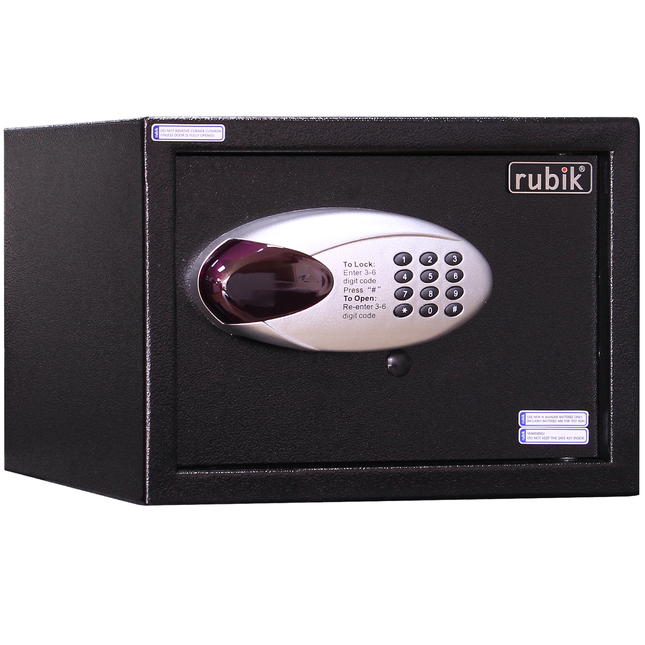 Rubik Hotel Safe Box with Digital Motorized Lock & Keys, RBH25E (25x35x25cm) Black