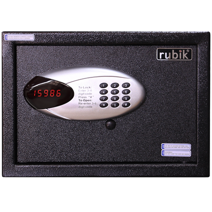 Rubik Hotel Safe Box with Digital Motorized Lock & Keys, RBH25E (25x35x25cm) Black