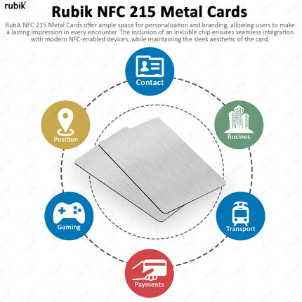 NFC 215 Metal Cards with Invisible Chip, NTAG215 High-end Prestige Business Card, 304 Stainless Steel Matt Finish