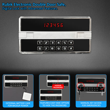 Rubik Double Door Cabinet Safe Box 80x100cm, Digital Lock with Keys, For Home, Business & Commercial Use
