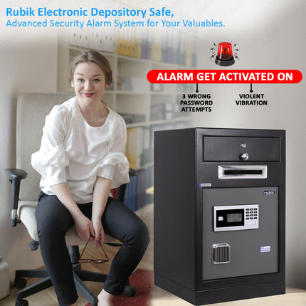 Rubik Drop Slot Safe with Lockable Cash Drawer, Digital and Key Lock, Office Shop Use RB-6343DS (69x43x38cm)
