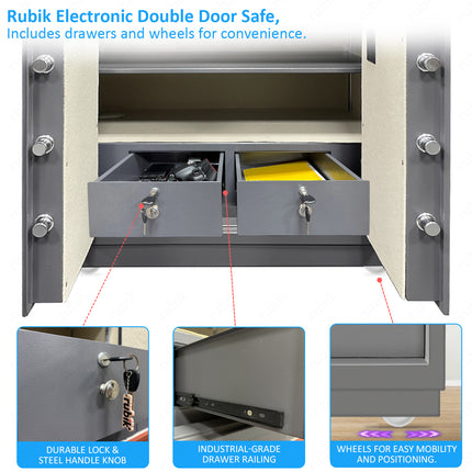 Rubik Double Door Cabinet Safe Box 120x90cm, Digital Lock with Keys, For Home, Business & Commercial Use