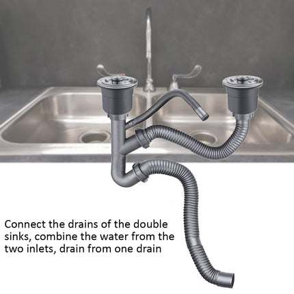 Dual Sink Drainer Anti-overflow Anti-Odor and Overflow Protection RB-9014
