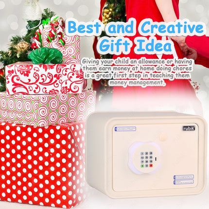 Children's Digital Piggy Bank Safe Box with Deposit Slot, For Kids Girls Boys RB-ZW18N (Off White)