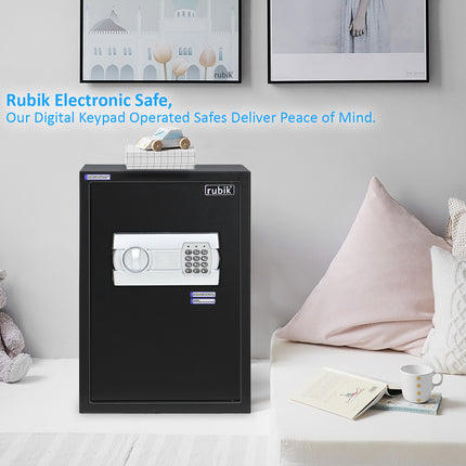 Rubik Large Digital Safe Box with Keys, RB50EGC (50x35x30cm) Black