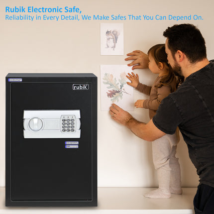 Rubik Large Digital Safe Box with Keys, RB50EGC (50x35x30cm) Black