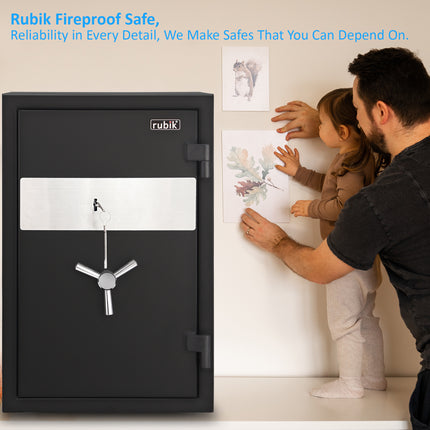 Rubik Fireproof Safe Box With Key Lock RBFP66K (66x43x35cm) Black