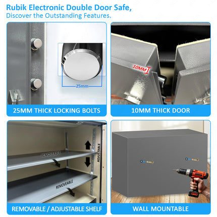 Rubik Double Door Cabinet Safe Box 120x90cm, Digital Lock with Keys, For Home, Business & Commercial Use