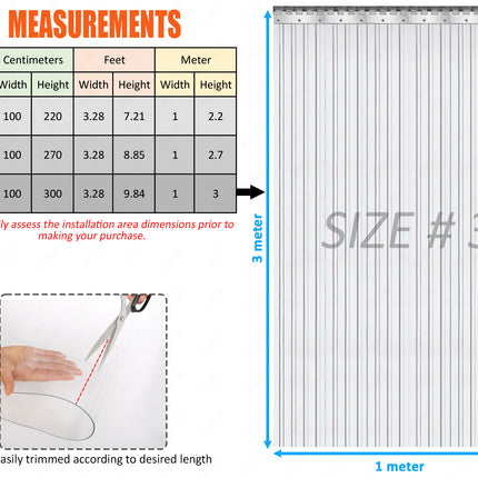 PVC Strip Curtains Ribbed, For Doorways, Air Blockers, Readymade (3.28 x 9.84 ft)