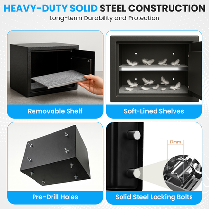 Rubik Hotel Safe Box with Digital Motorized Lock & Keys, RBH25E (25x35x25cm) Black