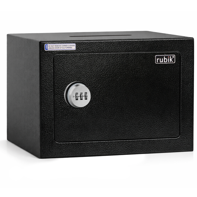 Rubik 3-Digit Combination Lock Safe Box with Drop Slot - Keyless Deposit Safe (17x23x17cm) RB-17N-SL Black