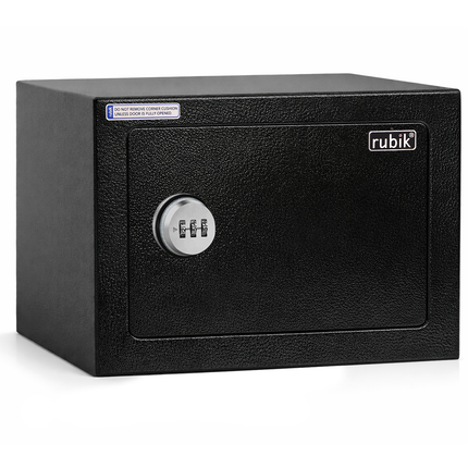 Rubik 3-Digit Combination Lock Basic Mini Safe Box - Keyless Steel Safe (17x23x17cm) RB-17N Black