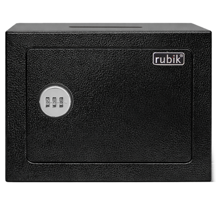 Rubik 3-Digit Combination Lock Safe Box with Drop Slot - Keyless Deposit Safe (17x23x17cm) RB-17N-SL Black