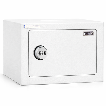 Rubik 3-Digit Combination Lock Safe Box with Drop Slot - Keyless Deposit Safe (17x23x17cm) RB-17N-SL White