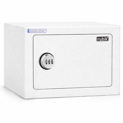 Rubik 3-Digit Combination Lock Basic Mini Safe Box - Keyless Steel Safe (17x23x17cm) RB-17N White