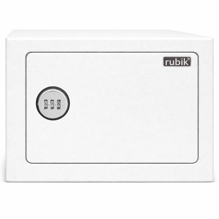 Rubik 3-Digit Combination Lock Basic Mini Safe Box - Keyless Steel Safe (17x23x17cm) RB-17N White