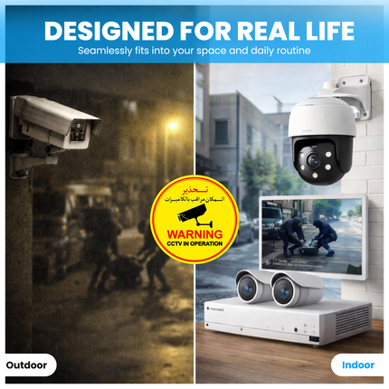 Warning Sign, CCTV IN OPERATION 10cm Sticker Sign in English & Arabic, Self Adhesive, Weatherproof