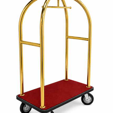 Stainless Steel Hotel Bellman Luggage Cart Anti Fingerprint Gold Titanium Coating, Luxury Platform