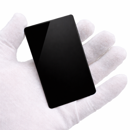 Glossy Black Aluminum Metal Business Cards for Laser Marking - 86x54x0.45mm (100 Sheets)